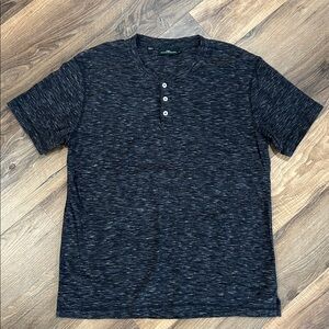 Rodd & Gunn Lookout T-shirt Marine Henley black Size Large 3 Button